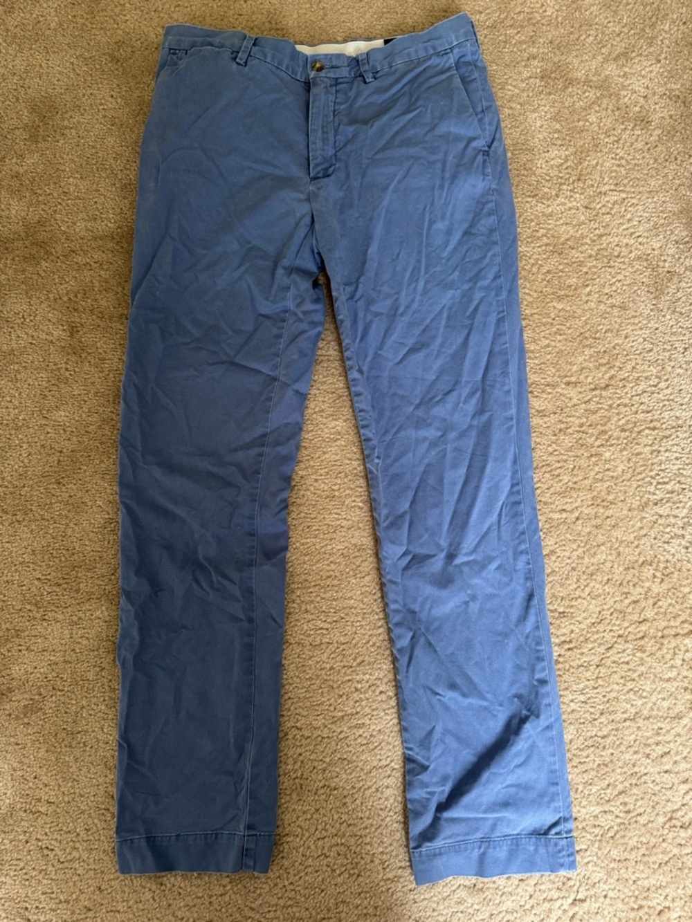 Ralph Lauren Men's Slate Blue Chino Stretch Slim Fit Cotton Chino Pants